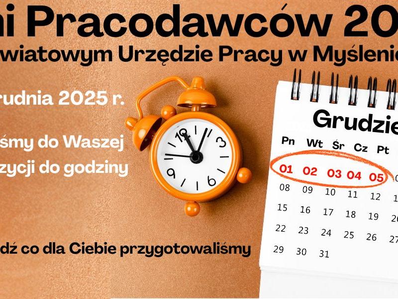 Na grafice widoczny jest budzik oraz kalendarz z zaznaczoną datą.