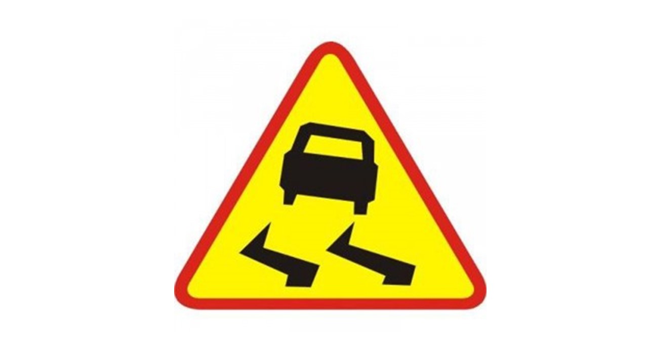 Znak ostrzegawczy – śliska nawierzchnia.