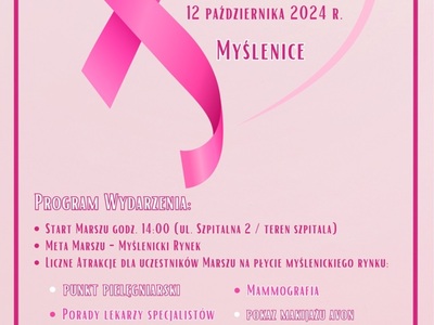 Plakat Powiatowego Marszu Różowej Wstążki