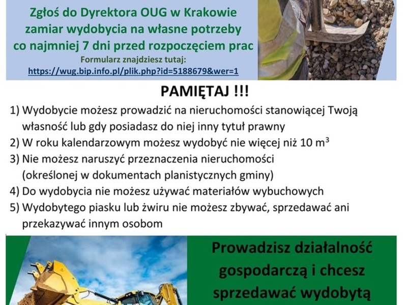 Plakat: STOP NIELEGALNEJ EKSPLOATACJI KOPALIN