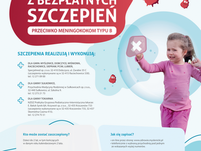 Plakat bezpłatne szczepienia przeciwko meningokokom typu B
