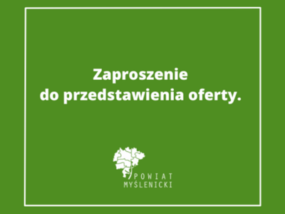 Zielony baner z logiem o treści: Zaproszenie do przedstawienia oferty