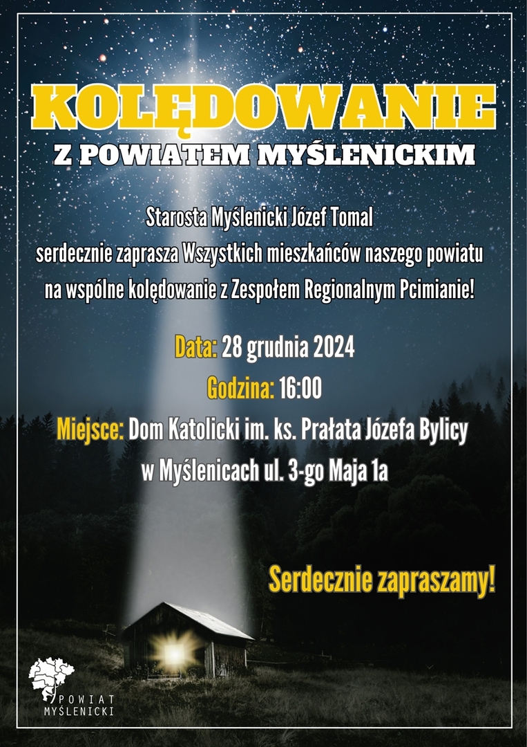 Plakat promujący wydarzenie ze zdjęciem rozgwieżdżonego nieba.
