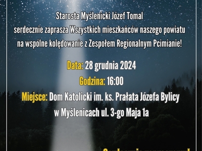 Plakat promujący wydarzenie ze zdjęciem rozgwieżdżonego nieba.