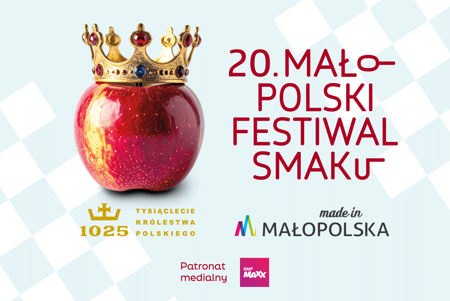 Na grafice widoczne jest jabłko z koroną, a także logo Małopolska i RMF Maxx.