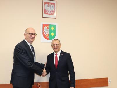 Spotkanie Marka Cebuli Wojewody Lubuskiego z dr Dietmarem Woidke Premierem Landu Brandenburgia