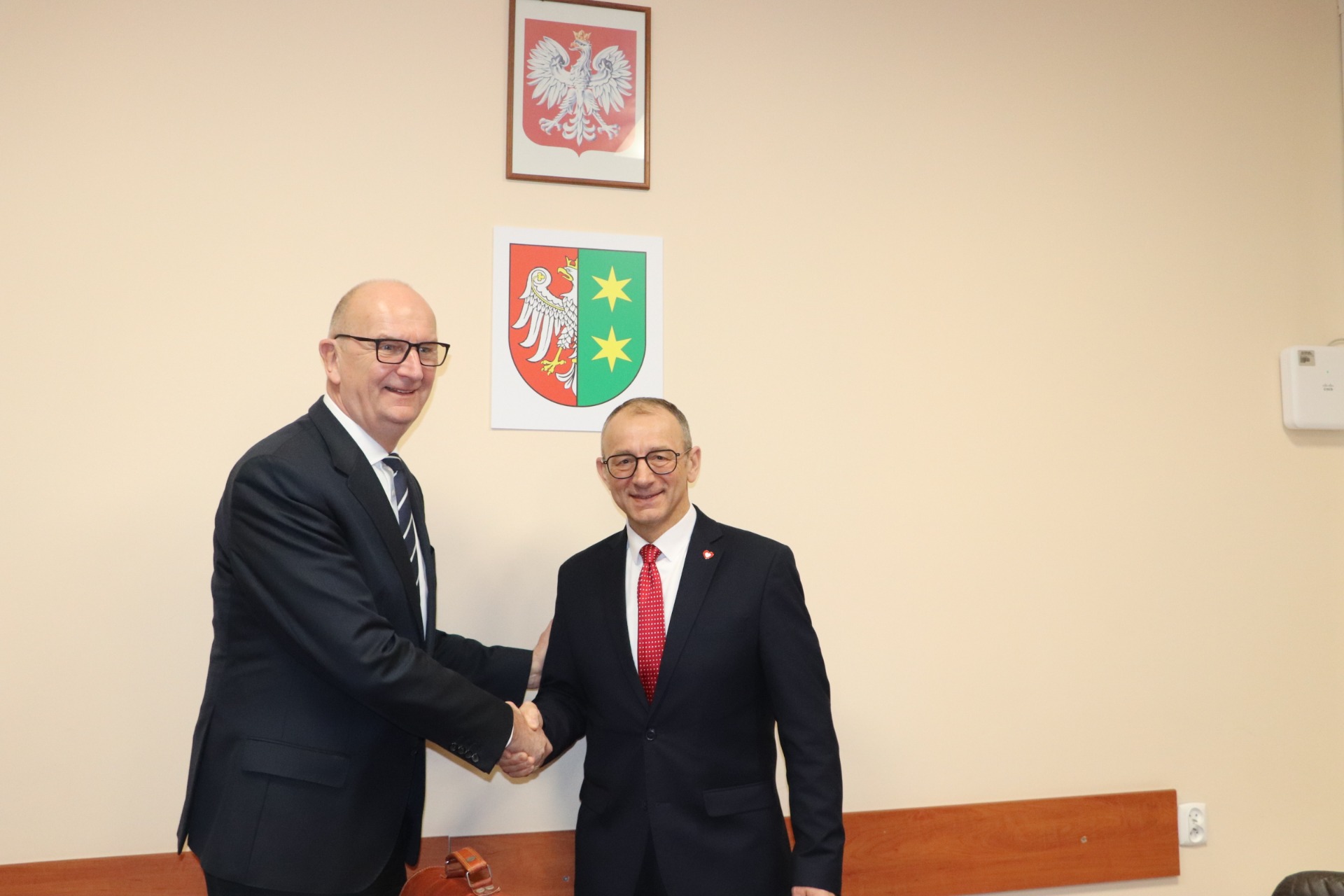 Spotkanie Marka Cebuli Wojewody Lubuskiego z dr Dietmarem Woidke Premierem Landu Brandenburgia