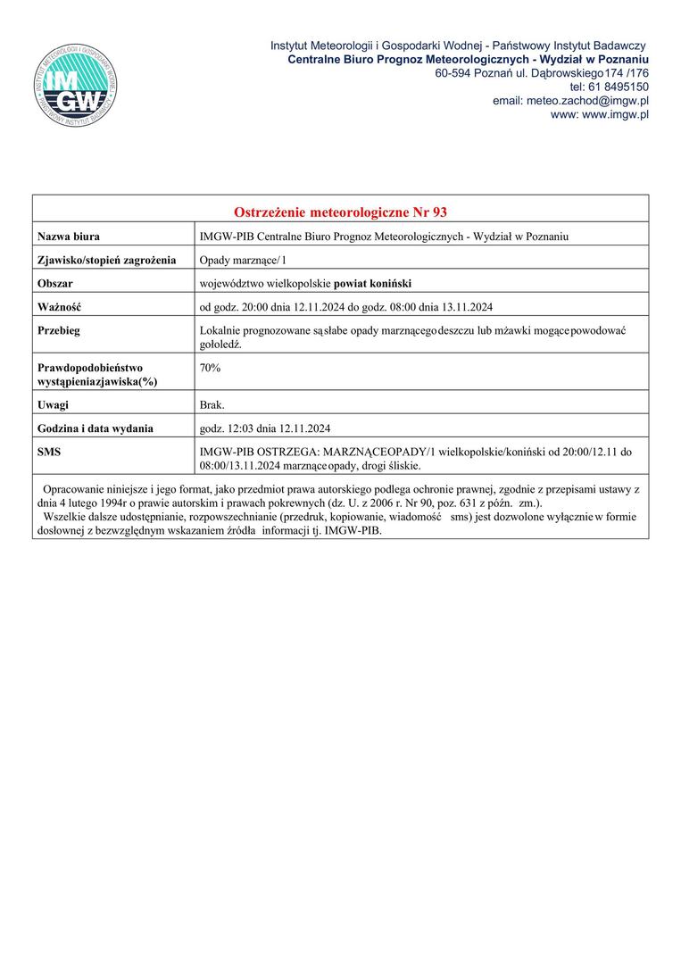 Komunikat ostrzegawczy