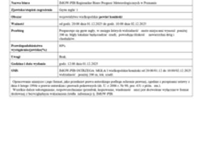 Komunikat ostrzegawczy - gęsta mgła