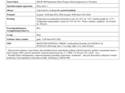 Komunikat ostrzegawczy - silny mróz.