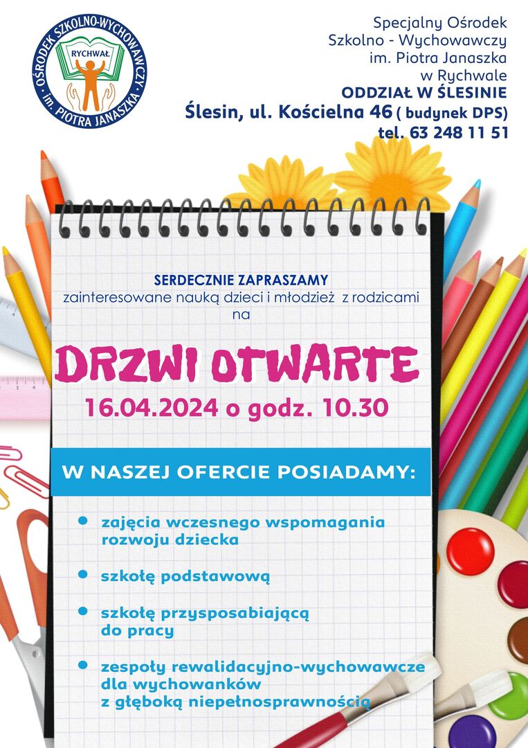 Informacja o drzwiach  otwartych w Ślesinie