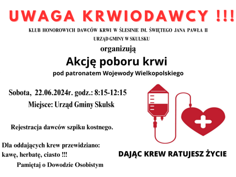 Akcja poboru krwi - plakat