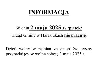 Informacja o dniu wolnym