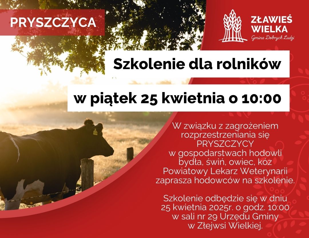 Zaproszenie na szkolenie nt. pryszczycy