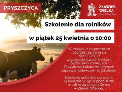 Zaproszenie na szkolenie nt. pryszczycy