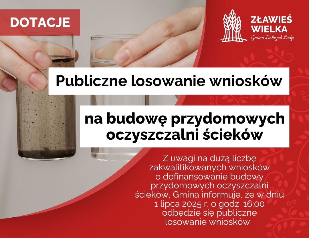 Losowanie wniosków na dofinansowanie przydomowych oczyszczalni ścieków
