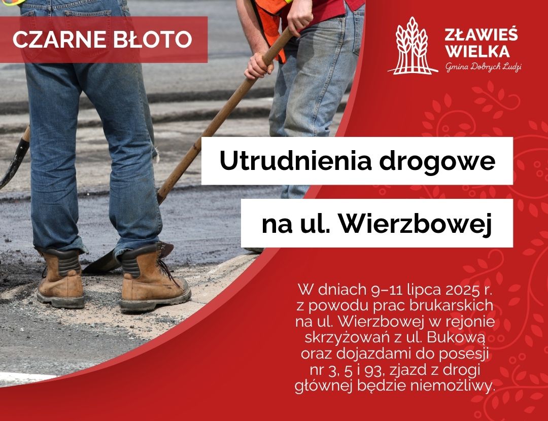 Prace brukarsie przy ul. WIerzbowej w dniach 9-11 lipca