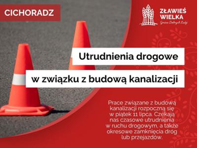 Utrudnienia drogowe w Cichoradzu spowodowane są budową kanalizacji sanitarnej