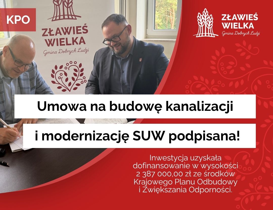 Podpisanie umowy na budowę kanalizacji i modernizacji 