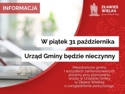 Urząd gminy w Złejwsi Wielkiej nieczynny 31 października 2025