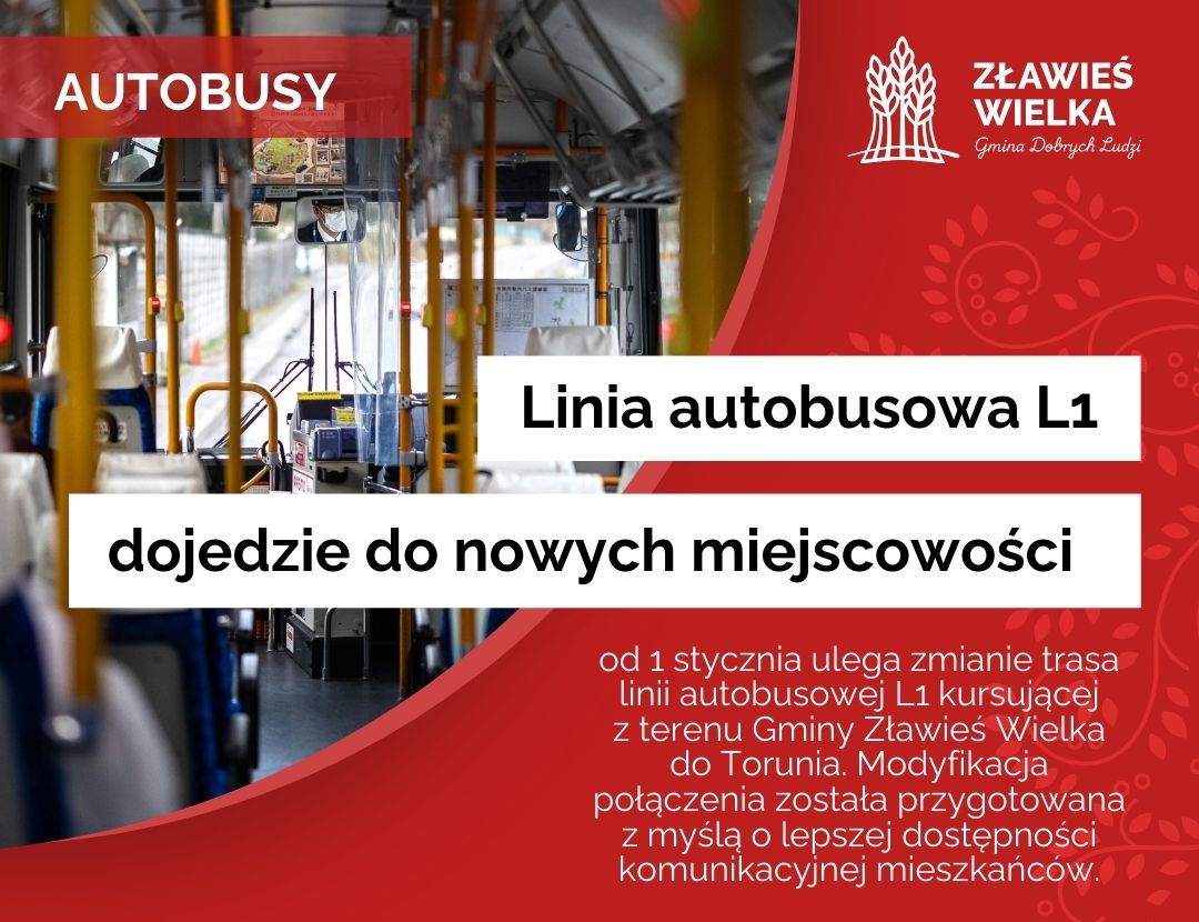 Linia L1 przez Gminę Zławieś Wielka