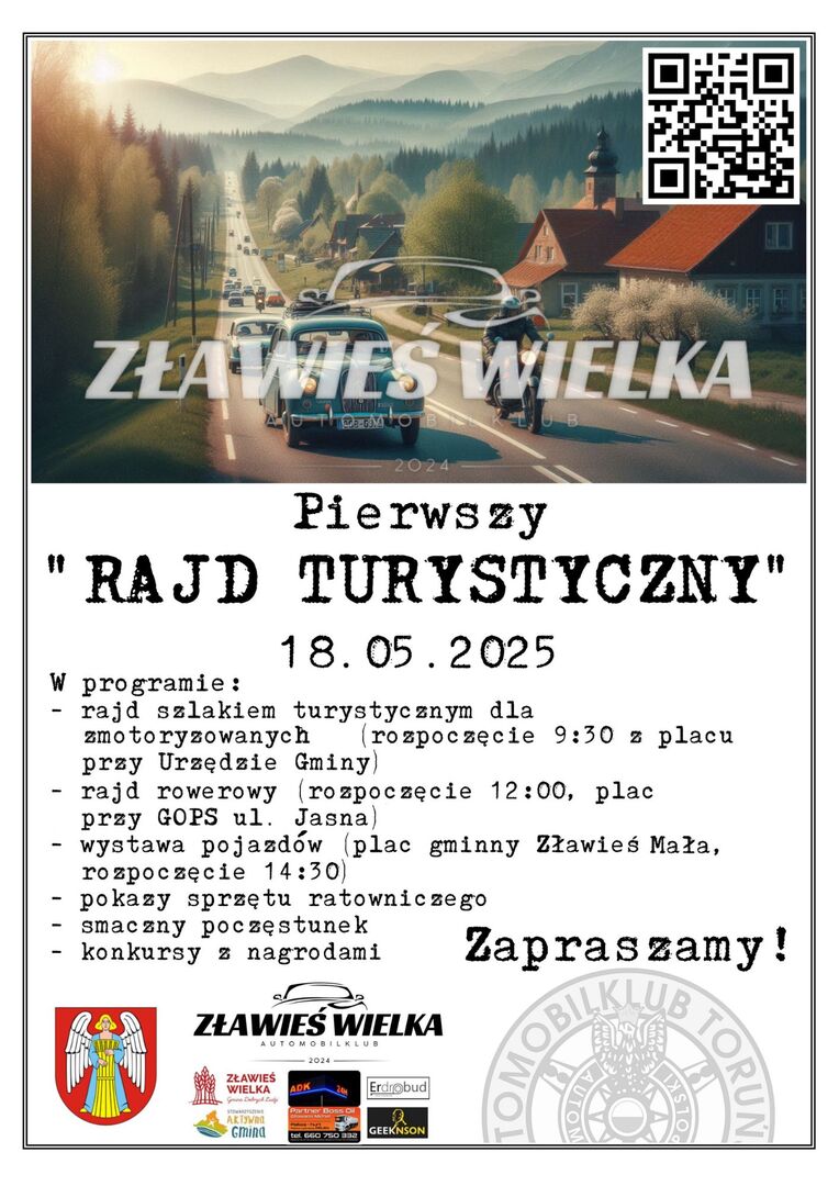 Pierwszy Rajd Turystyczny w Gminie Zławieś Wielka - plakat