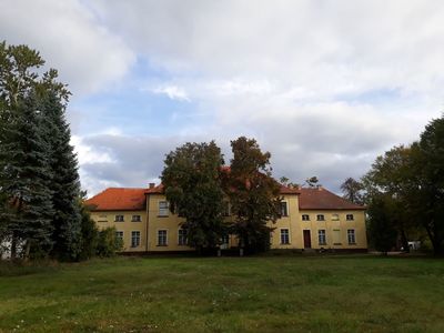 Pałac w Kamienicy od strony drogi wojewódzkiej.