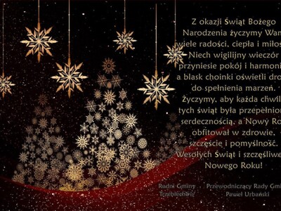 Życzenia z okazji Świąt Bożego Narodzenia Przewodniczący Rady Gminy wraz z Radnymi Rady Gminy w Trzebiechowie