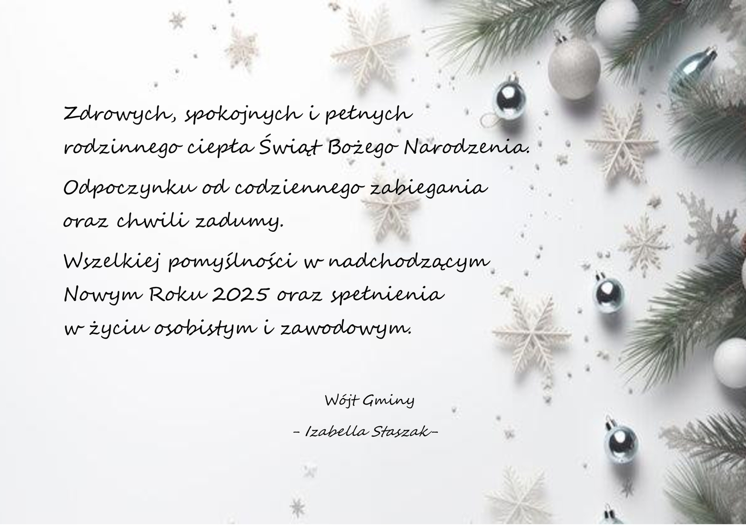 Życzenia z okazji Świąt Bożego Narodzenia 