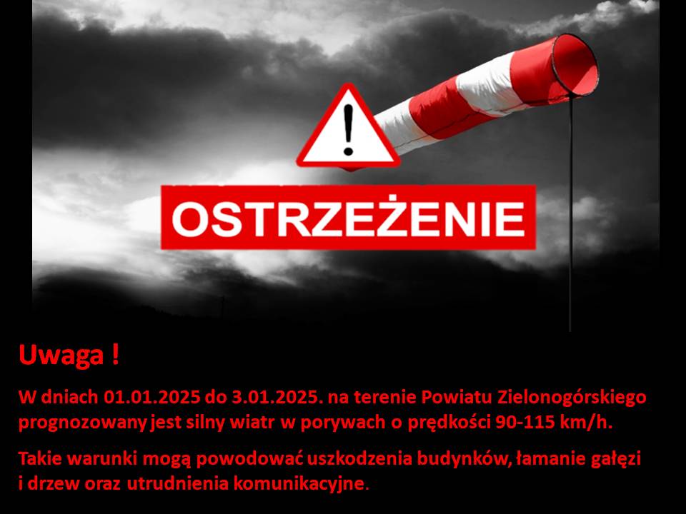 Ostrzeżenie przed porywistym wiatrem