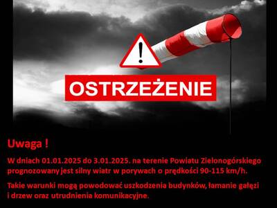 Ostrzeżenie przed porywistym wiatrem
