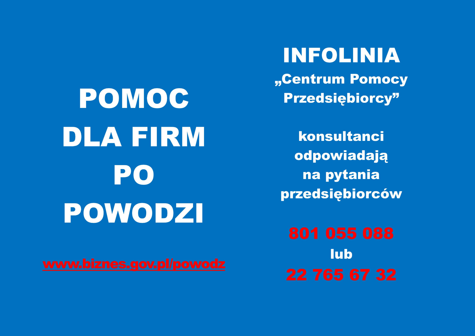 Pomoc dla firm dotkniętych powodzią