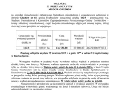Wójt Gminy Trzebiechów ogłasza II przetarg ustny nieograniczony