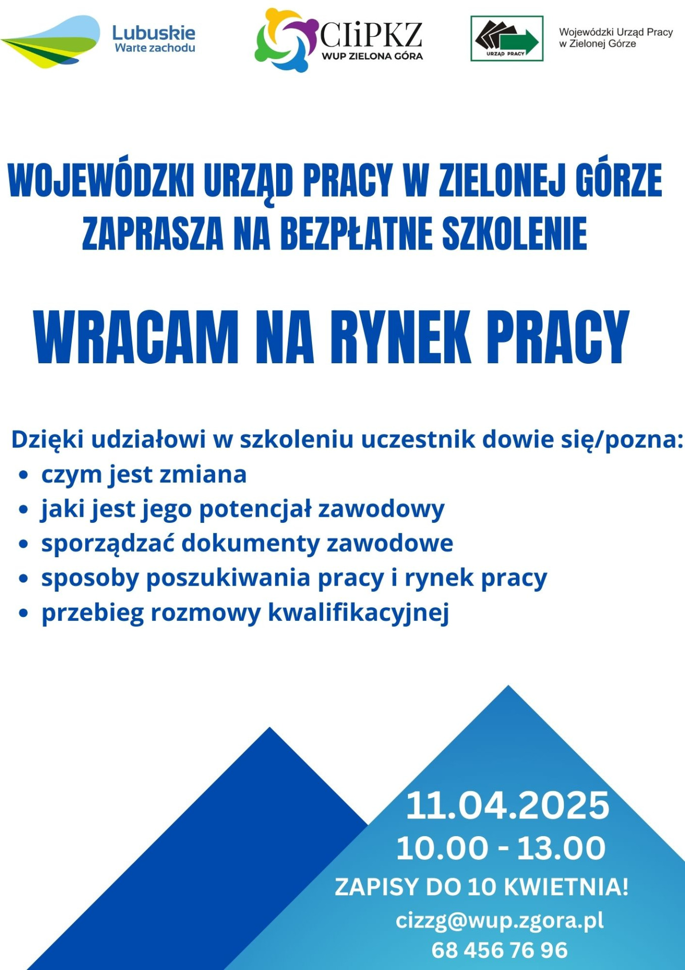 WUP w Zielonej Górze zaprasza na bezpłatne szkolenie: Wracam na rynek pracy
