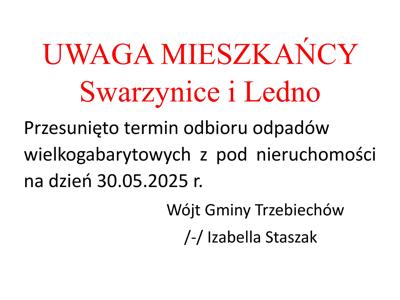 UWAGA MIESZKAŃCY Swarzynice i Ledno