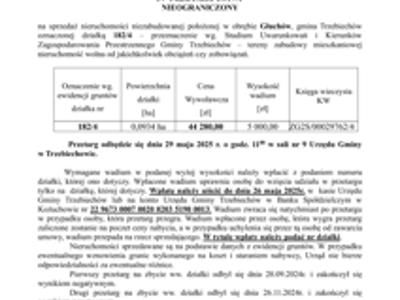 Wójt Gminy Trzebiechów ogłasza IV przetarg ustny nieograniczony