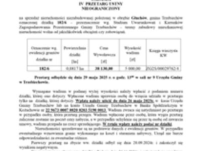 Wójt Gminy Trzebiechów ogłasza IV przetarg ustny nieograniczony
