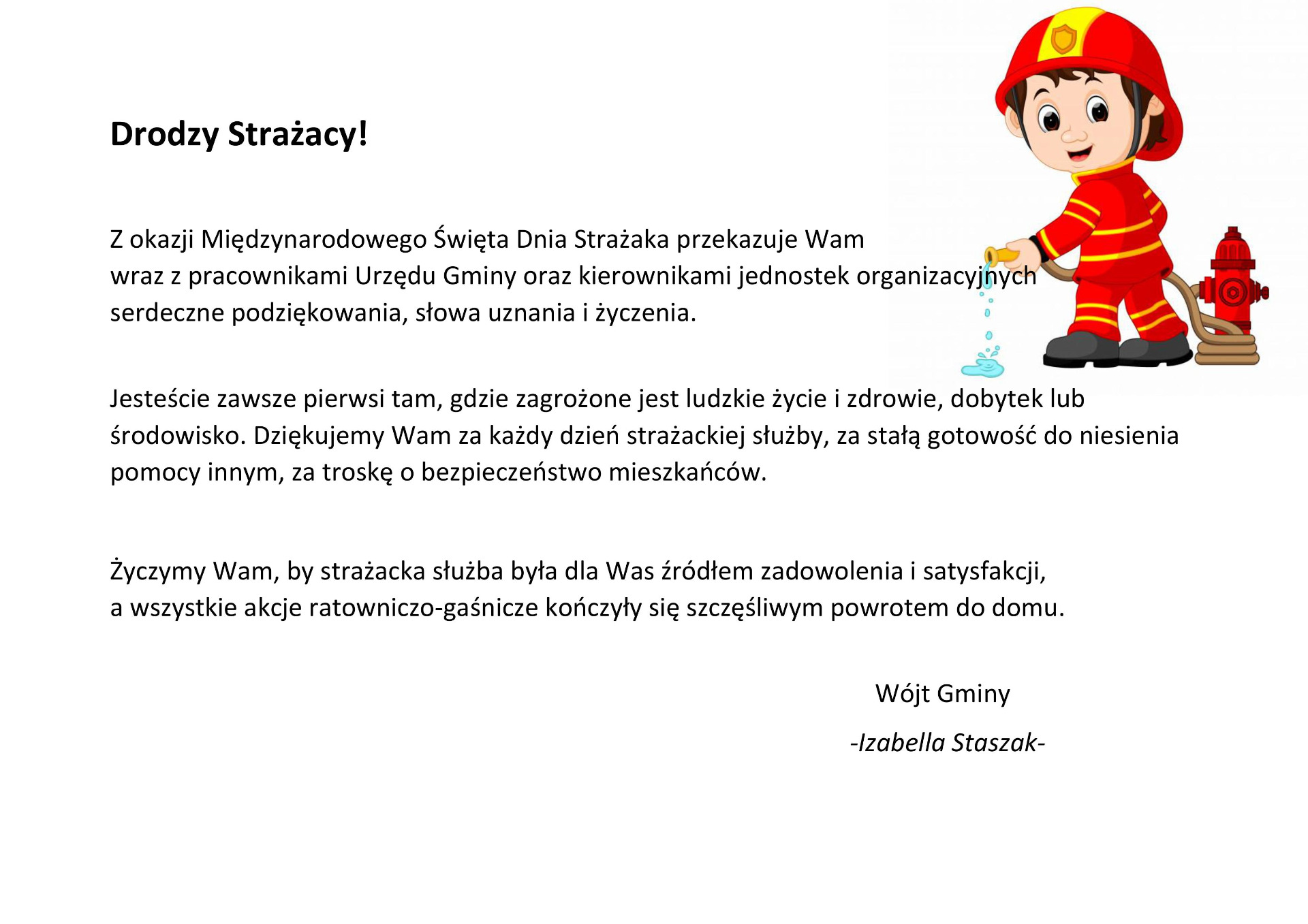 Życzenia z okazji Dnia Strażaka