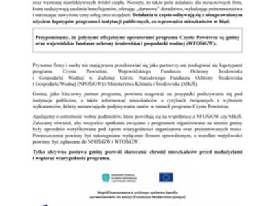 Tylko gminy i WFOŚiGW są operatorami programu Czyste Powietrze