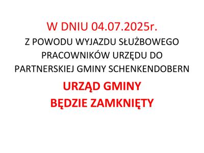 3 lipca 2025 roku Urząd Gminy będzie nieczynny