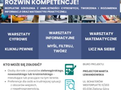 Projekt „Rozwiń kompetencje” dla mieszkańców powiatu zielonogórskiego
