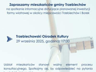Spotkanie informacyjne w sprawie planowanej inwestycji farmy wiatrowej w okolicy miejscowości Trzebiechów i Borek