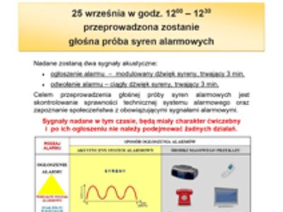 Głośna próba syren alarmowych