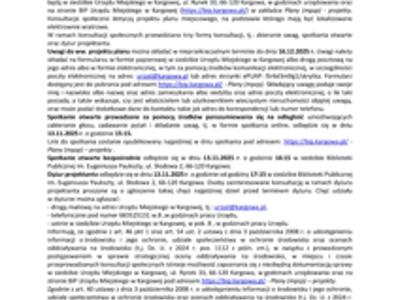 OGŁOSZENIE WÓJTA GMINY TRZEBIECHÓW o rozpoczęciu konsultacji społecznych w gminie Kargowa dotyczących projektu miejscowego planu zagospodarowania przestrzennego dla części terenów w obrębach geodezyjnych Chwalim, Dąbrówka, Karszyn, Smolno Wielkie wraz z prognozą oddziaływania na środowisko