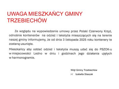 Uwaga, mieszkańcy Gminy Trzebiechów