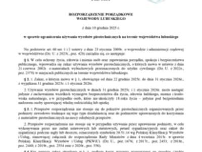 Rozporządzenie porządkowe Wojewody Lubuskiego w sprawie ograniczenia używania wyrobów pirotechnicznych na terenie województwa lubuskiego