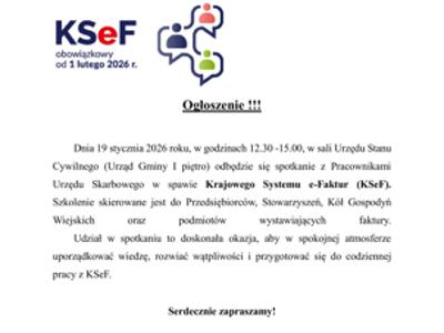 Spotkanie z Pracownikami Urzędu Skarbowego w spawie Krajowego Systemu e-Faktur (KSeF)