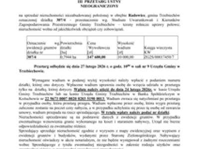 Wójt Gminy Trzebiechów ogłasza III przetarg ustny nieograniczony