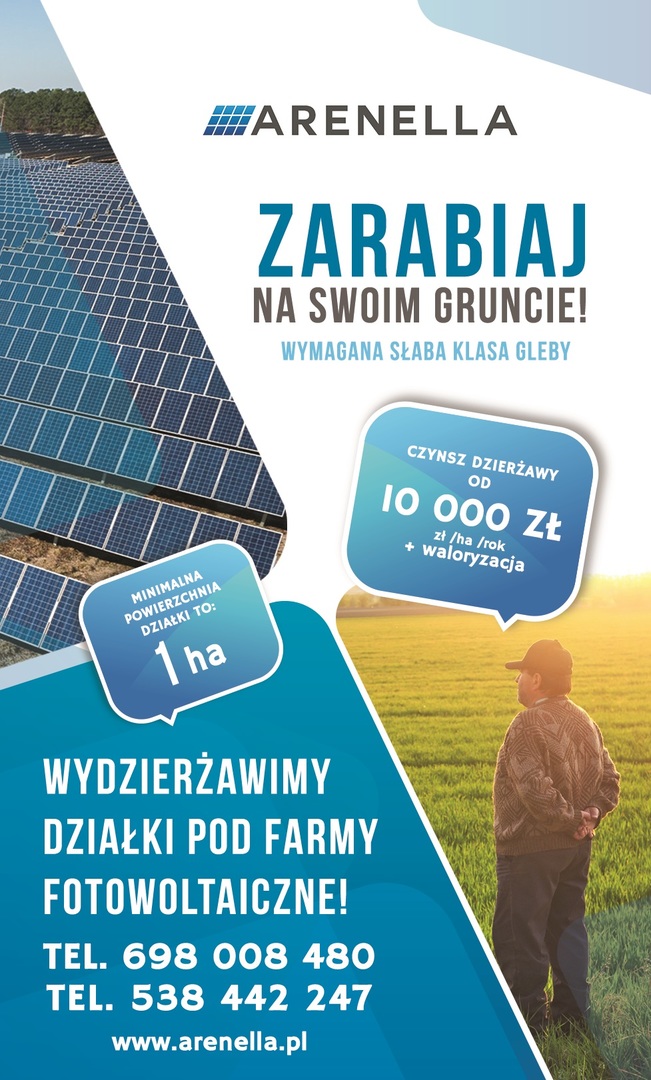 Pełna treść ogłoszenia - Zarabiaj na swoim gruncie! farmy fotowoltaiczne