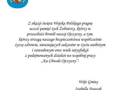 Życzenia z okazji Święta Wojska Polskiego
